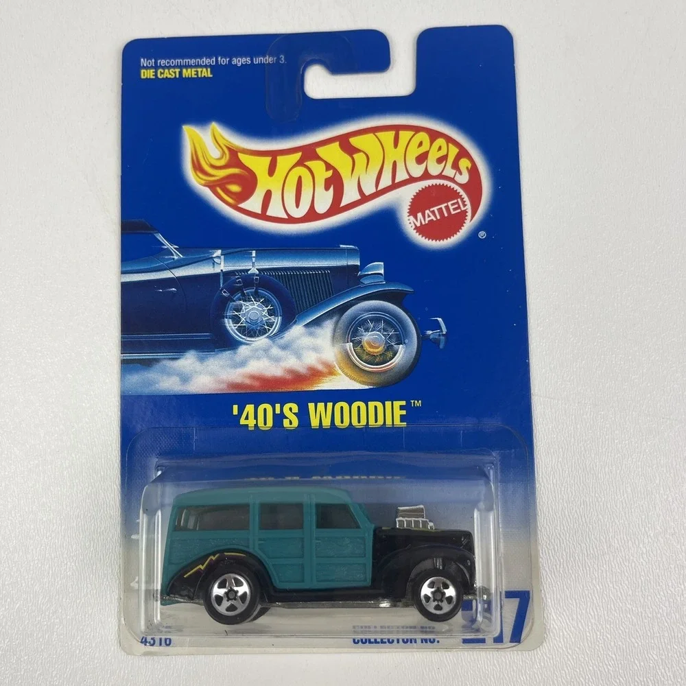 1991 Hot Wheels 40s Woodie Green Collector No 217 5 Spoke Tires